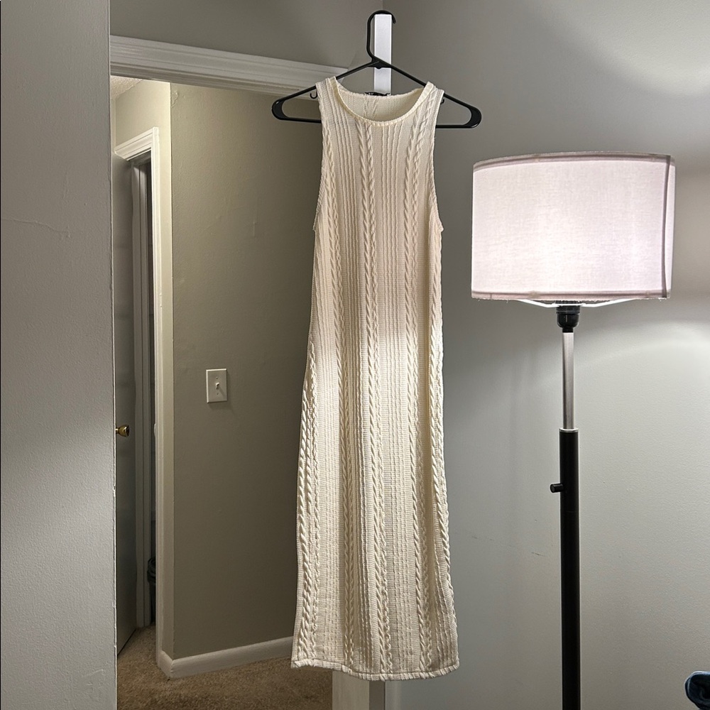 Zara Cream Cable Knit Maxi Dress